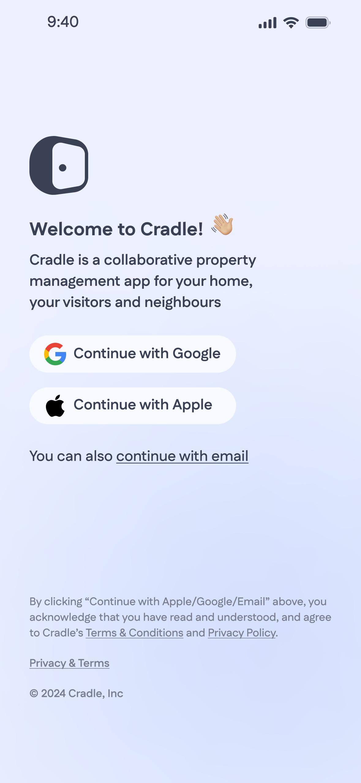 Cradle mobile app interface